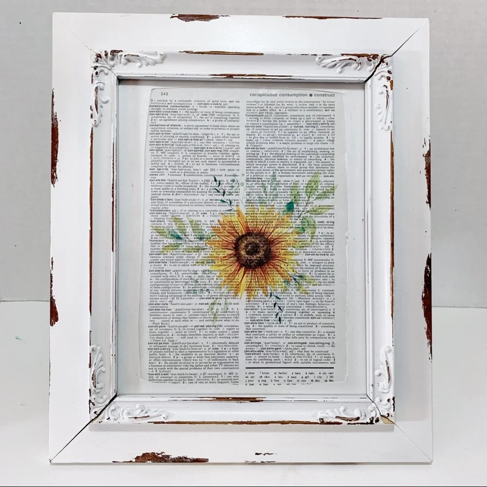 Dictionary Art Print Sunflower, Vintage Art Print, Dictionary Print